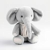 süß Elefanten Tier Plüsch Spielzeug Weiß Hintergrund Tier Puppe mit generativ ai foto