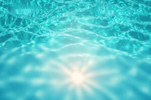 Schwimmbad Wasser Oberfläche Hintergrund mit Sonnenlicht Betrachtung. ai generiert foto