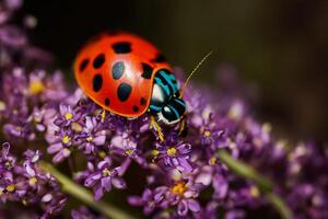 das Marienkäfer auf das Blume mit ai generiert. foto