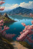 ein schön Chinesisch Landschaft malen. generativ ai foto
