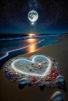 Herz gemacht aus von Felsen auf das Strand. generativ ai. foto