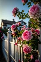 üppig Rosa Rose Blumen im blühen. generativ ai. foto
