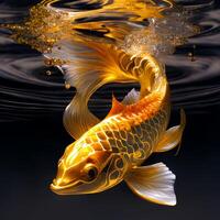 golden Koi auf das Wasser. generativ ai. foto