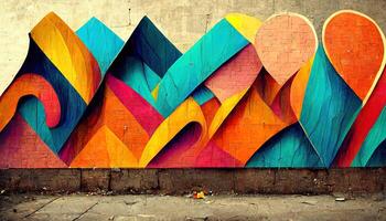 Graffiti Sprühgerät mit chemisch Maske im Vorderseite von sprühen Farbe Mauer. generativ ai foto