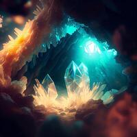 schließen oben von etwas Kristalle im ein Höhle. generativ ai. foto