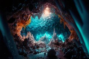 ein Bild von das Innerhalb von ein Höhle. generativ ai. foto