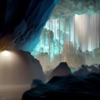 Höhle mit ein Licht beim das Ende von Es. generativ ai. foto