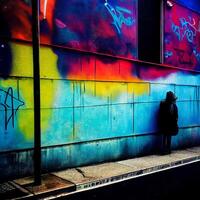 Straße Fotografie abstrakt Graffiti Licht Reflexionen. generativ ai foto