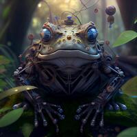 Frosch König im ein neural Netzwerk. generativ ai foto