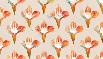 abstrakt Hand gezeichnet Blumen- Muster mit Lilie Blumen, Vektor Illustration, Element zum Design. generativ ai foto