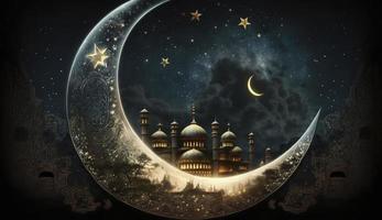 Ramadan Halbmond Mond, generieren ai foto