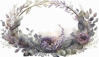 Aquarell Blumen- Illustration einstellen - - Blumensträuße, rahmen, Grenze. Blumen, Rose, Pfingstrose, Blatt Geäst Sammlung. Hochzeit lädt ein, Tapeten, Mode. Eukalyptus Olive Blätter Kamille, generieren ai foto