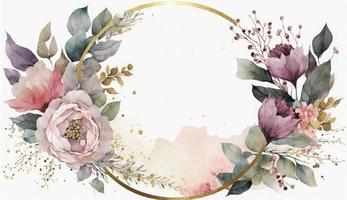 Aquarell Blumen- Illustration einstellen - - Blumensträuße, rahmen, Grenze. Blumen, Rose, Pfingstrose, Blatt Geäst Sammlung. Hochzeit lädt ein, Tapeten, Mode. Eukalyptus Olive Blätter Kamille, generieren ai foto