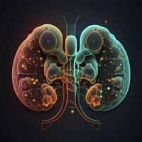 Mensch Nieren medizinisch und Gesundheit Pflege konzeptionelle Illustration, 3d machen, generieren ai foto