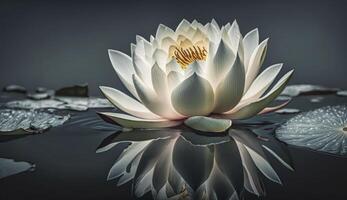 Lotus Blume oder Wasser Lilie schwebend auf Wasser , generativ ai foto