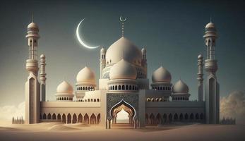 Illustration von tolle die Architektur Design von Muslim Moschee Ramadan karem, islamisch die Architektur Hintergrund Ramadan karem, islamisch Moschee, Ramdan, Ramzan, eid, Kultur, Arabisch, generieren ai foto