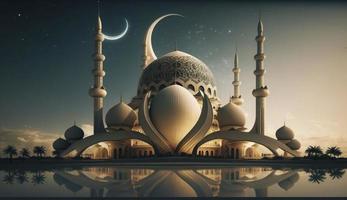 Illustration von tolle die Architektur Design von Muslim Moschee Ramadan karem, islamisch die Architektur Hintergrund Ramadan karem, islamisch Moschee, Ramdan, Ramzan, eid, Kultur, Arabisch, generieren ai foto