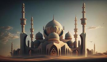 Illustration von tolle die Architektur Design von Muslim Moschee Ramadan karem, islamisch die Architektur Hintergrund Ramadan karem, islamisch Moschee, Ramdan, Ramzan, eid, Kultur, Arabisch, generieren ai foto