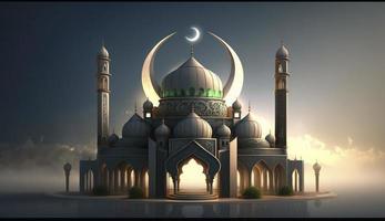 Illustration von tolle die Architektur Design von Muslim Moschee Ramadan karem, islamisch die Architektur Hintergrund Ramadan karem, islamisch Moschee, Ramdan, Ramzan, eid, Kultur, Arabisch, generieren ai foto