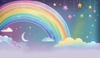 Fantasie Himmel Regenbogen. Fee Himmel Regenbögen Farben, Magie Landschaft und Traum Himmel Hintergrund Illustration, generieren ai foto