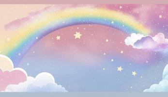 Fantasie Himmel Regenbogen. Fee Himmel Regenbögen Farben, Magie Landschaft und Traum Himmel Hintergrund Illustration, generieren ai foto