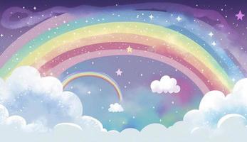 Fantasie Himmel Regenbogen. Fee Himmel Regenbögen Farben, Magie Landschaft und Traum Himmel Hintergrund Illustration, generieren ai foto