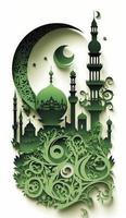 Papier Kunst, eid Mubarak, Ramadan karem, Rmadan kareem Gruß Karte, Ramadan kareem Banner, Ramadan kareem Karte, eid Mubarak Ramadan, eid Mubarak Vorlage, generieren ai foto