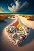 Herz gemacht aus von Felsen auf ein Strand. generativ ai. foto