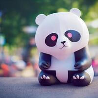 Spielzeug Panda Bär Sitzung auf das Boden. generativ ai. foto