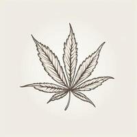 Marihuana Blatt. Hand gezeichnet Design Element Cannabis. Jahrgang schwarz Vektor Gravur Illustration zum Etikett, Poster, Netz. generativ ai. foto