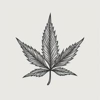 Marihuana Blatt. Hand gezeichnet Design Element Cannabis. Jahrgang schwarz Vektor Gravur Illustration zum Etikett, Poster, Netz. generativ ai. foto