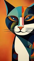 abstrakt Katze Picasso Kunst Illustration generativ ai foto