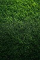 Feld von frisch Grün Gras Textur wie ein Hintergrund, oben schließen oben Sicht. generativ ai. foto