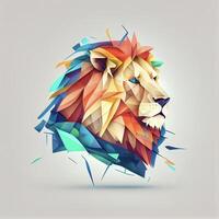 niedrig polygonal Bild von ein Löwen Kopf. generativ ai. foto