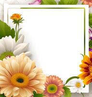 Raum Rahmen zum Text mit Blumen- Elemente. Hintergrund zum Gruß Karte, generativ ai foto