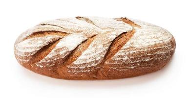 Einzellaib frisch gebackenes Brot lokalisiert auf weißem Hintergrund foto