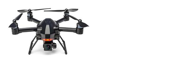 kabellos Drohne mit Fernbedienung Steuerung auf ein Weiß Hintergrund. ai generiert. foto