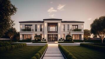 ai generativ 3d modern Luxus echt Nachlass Haus zum Verkauf und Miete Konzept foto