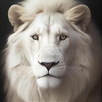 schließen oben von ein Weiß Löwen Gesicht. generativ ai. foto