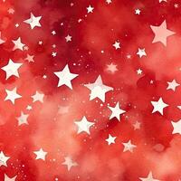 Aquarell Sterne nahtlos Muster. handgemalt Weiß Sterne auf rot Hintergrund Design. abstrakt nahtlos Muster. Grunge Hintergrund. generativ ai foto