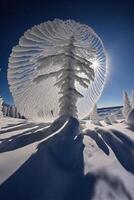 Gruppe von Bäume Das sind Stehen im das Schnee. generativ ai. foto