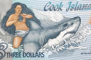 legendär in einem zerschlagen ein Kokosnuss auf ein Hai Kopf von Geld foto