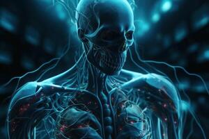 Mensch Körper Anatomie präsentiert im detailliert 3d Illustration, Ideal zum medizinisch Ausbildung, generativ ai. foto