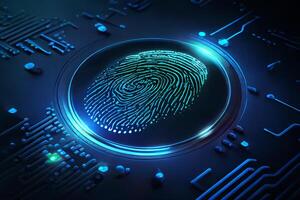 Fingerabdruck scannen, biometrisch Identifizierung und Sicherheit Anmeldung. generativ ai foto