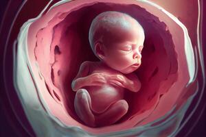 das Baby im das Mutterleib. Entwicklung. generativ ai foto