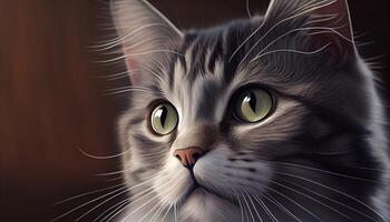dunkel Porträt von ein Katze erstellt mit generativ ai foto