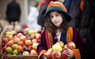 glücklich rosh hashanah oder rosh Hashana Konzept oder feiern purim Festival ai generativ foto