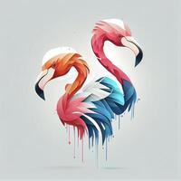 Paar von Flamingos Stehen Nächster zu jeder andere. generativ ai. foto
