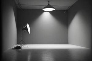 Sanft grau Studio Zimmer Hintergrund grau Boden. generativ ai foto