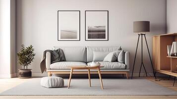 einfach minimalistisch modern Leben Zimmer, gemütlich, komfortabel, und elegant zum Haus und Wohnung, gut Innere. foto